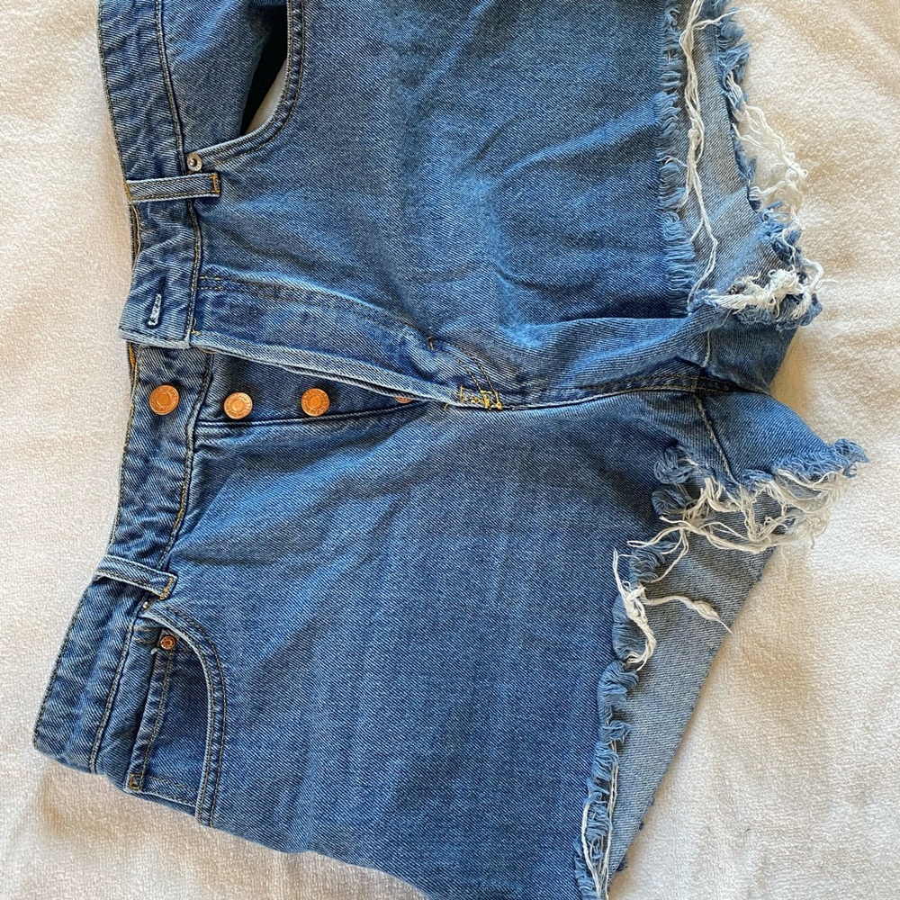H&M Blue Jean Shorts with Frayed Hem